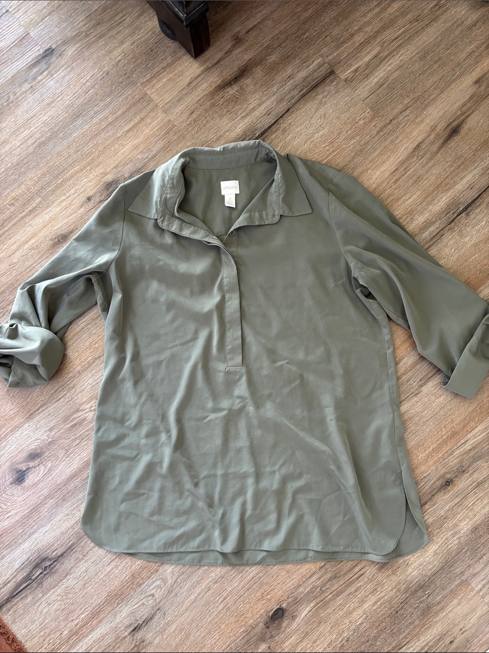 💛2 for $15! Chico's Olive Green Pullover Tunic Blouse